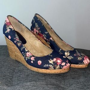 Blue Floral Wedges, Covington